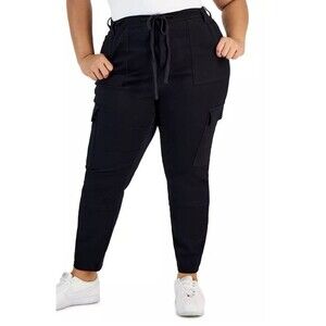 Celebrity Pink Plus Size Skinny‑Leg Drawstring Cargo Pants Black Size 18 NWT